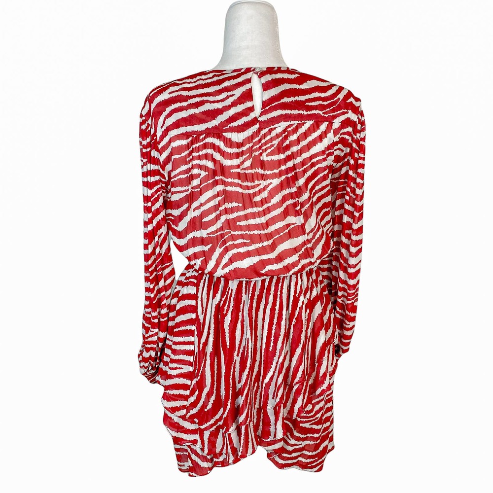 Isabel Etoile Marant Dress White Red Ruffle Long Sleeve Mini Dress Size 2 NWT - Picture 7 of 14